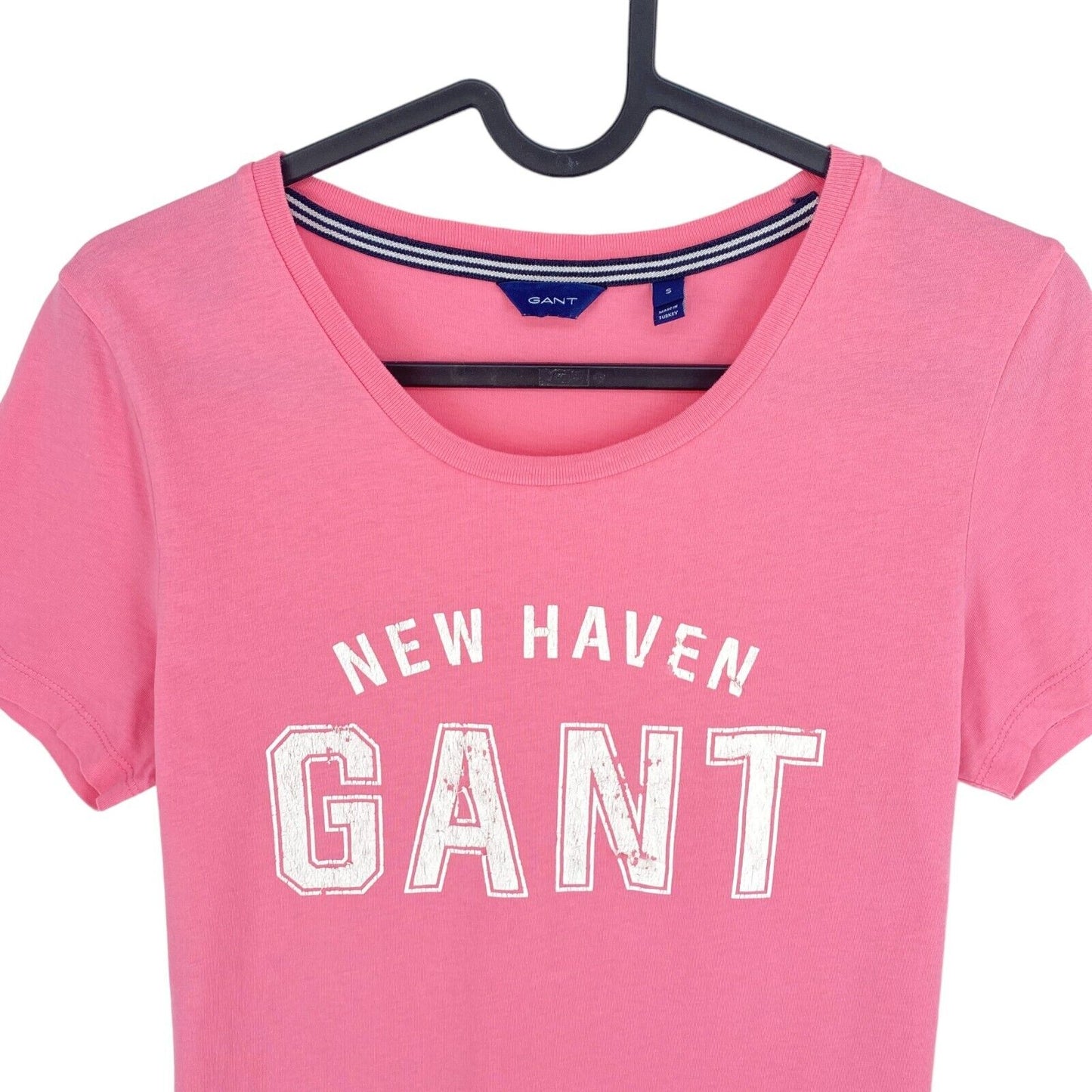 GANT Women Pink Logo SS Crew Neck T Shirt Size S