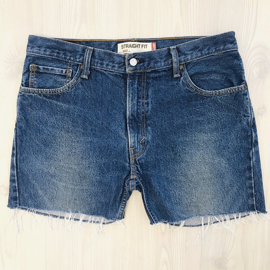 Levi's 505 Custom Made Blue Regular Straight Fit Cut-Off Shorts W36