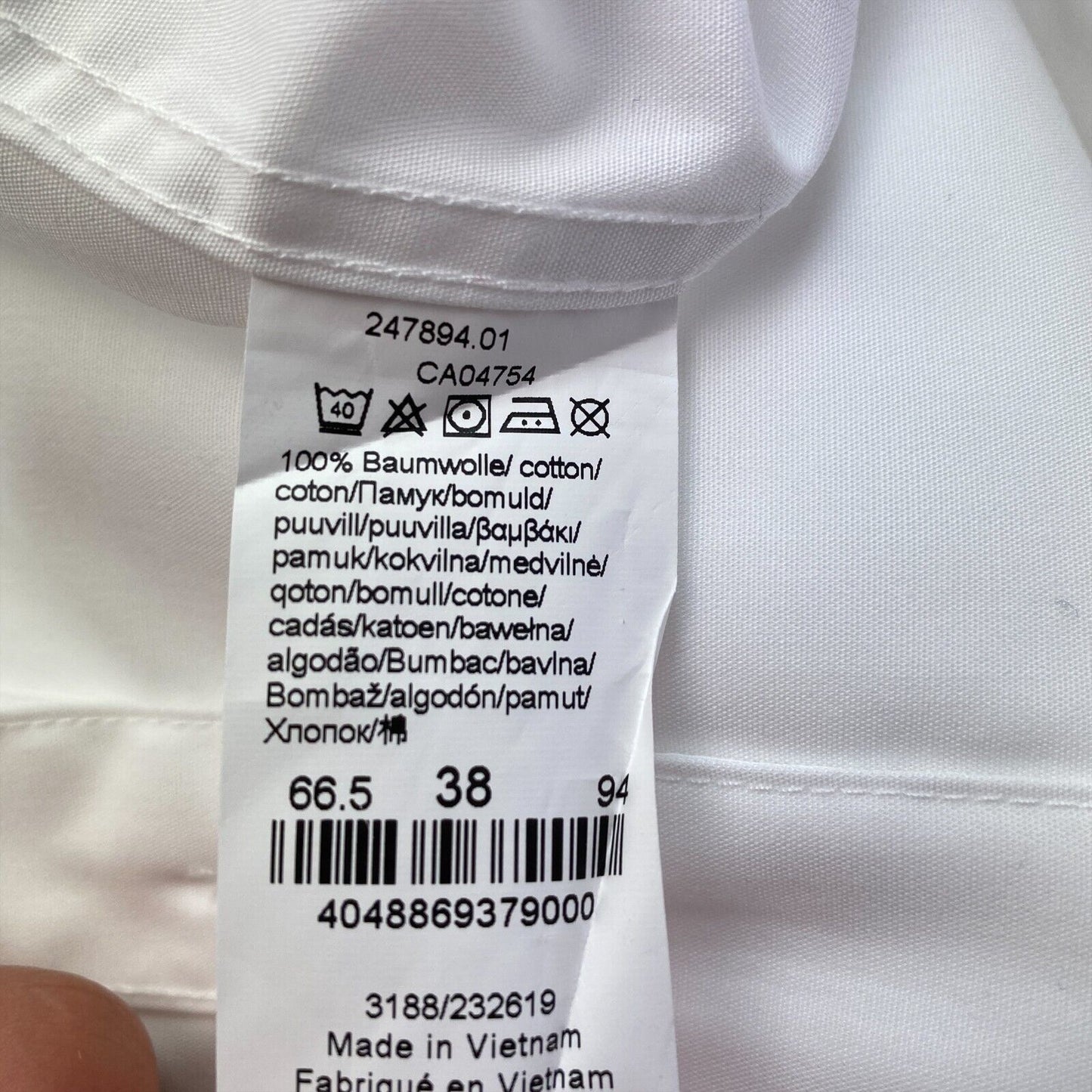 Seidensticker White Shaped 100% Cotton Dress Shirt Size 38 S