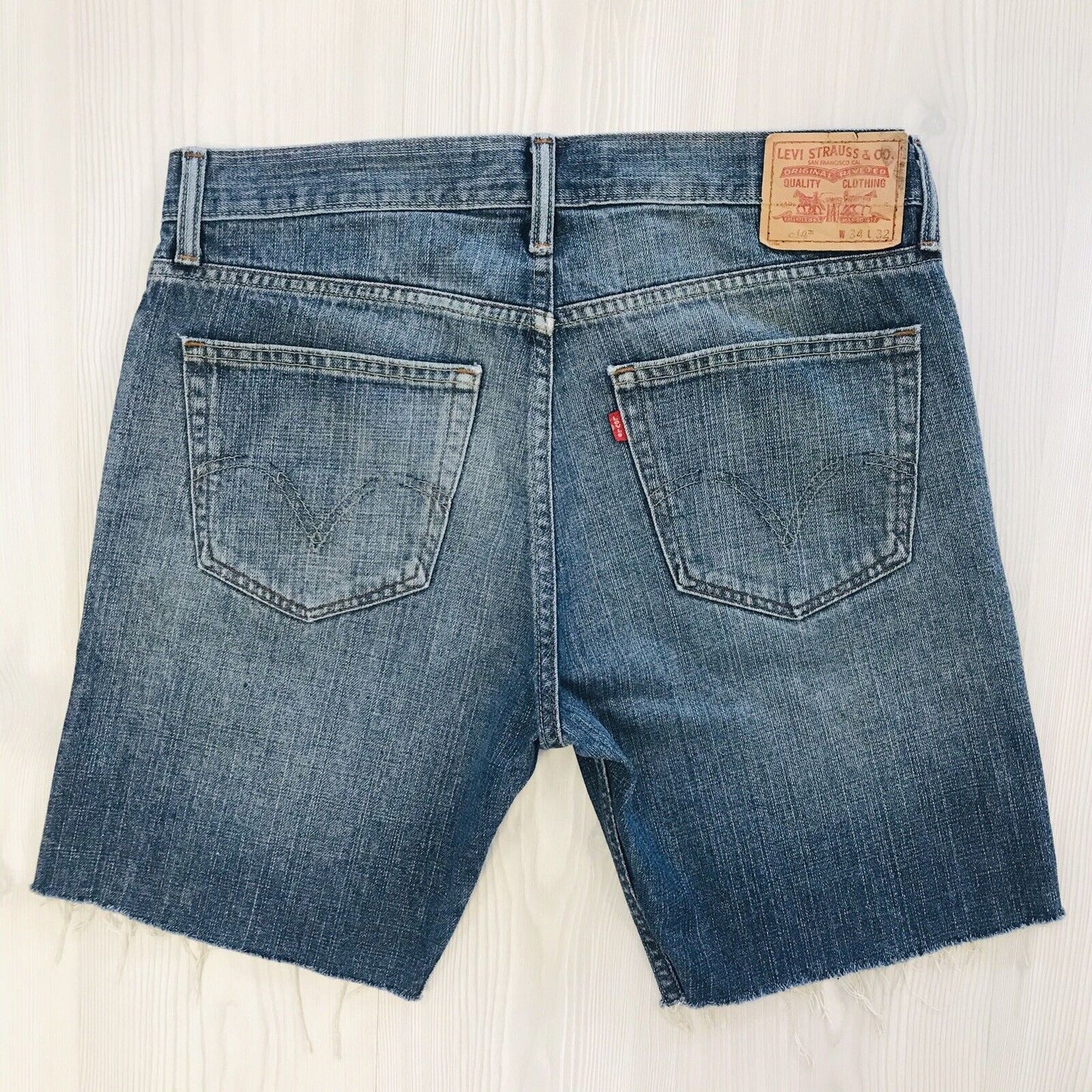 Levi's 514 Custom Made Blue Slim Straight Fit Cut-Off Shorts W34