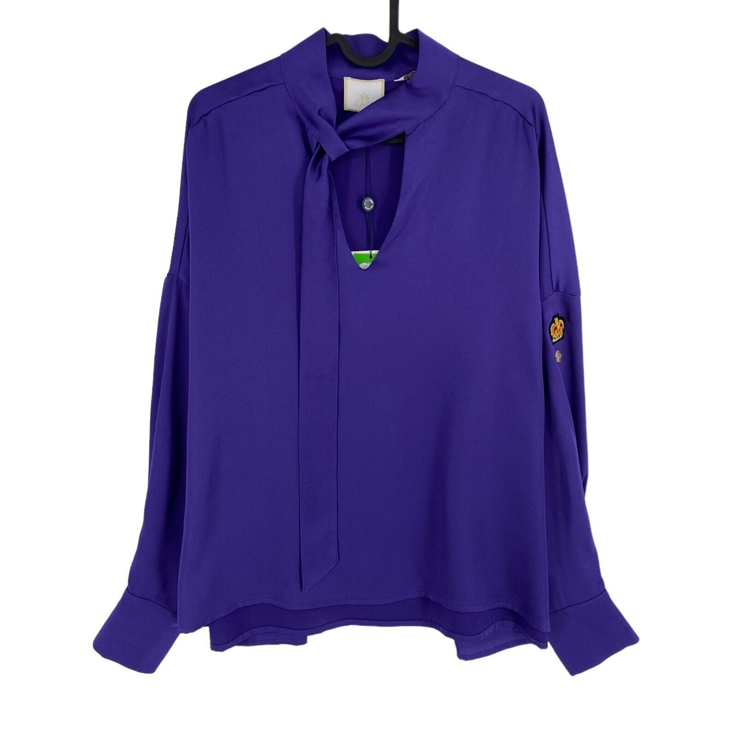 LA MARTINA Violet Manches Longues Brillant George Blouse Chemise Taille 3 / M