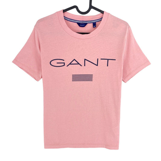 GANT T-shirt à col rond avec logo à rayures roses taille XS