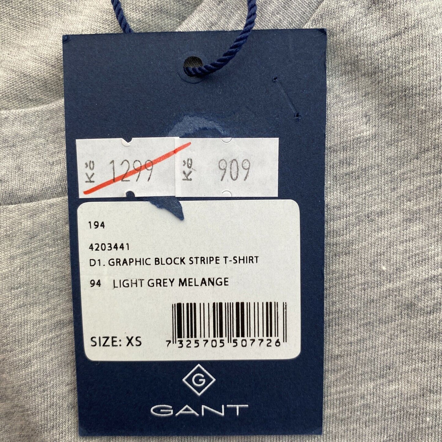 GANT Grey Graphic Block Stripe Crew Neck T Shirt Size XS