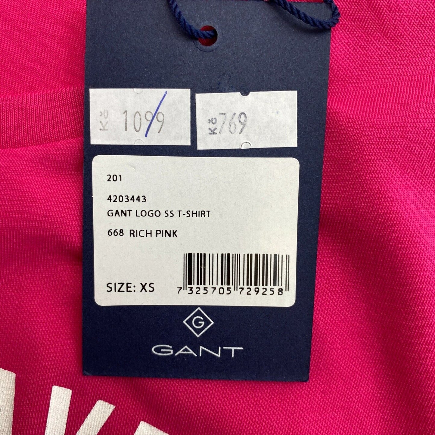 GANT Pink Logo Crew Neck T Shirt Size XS