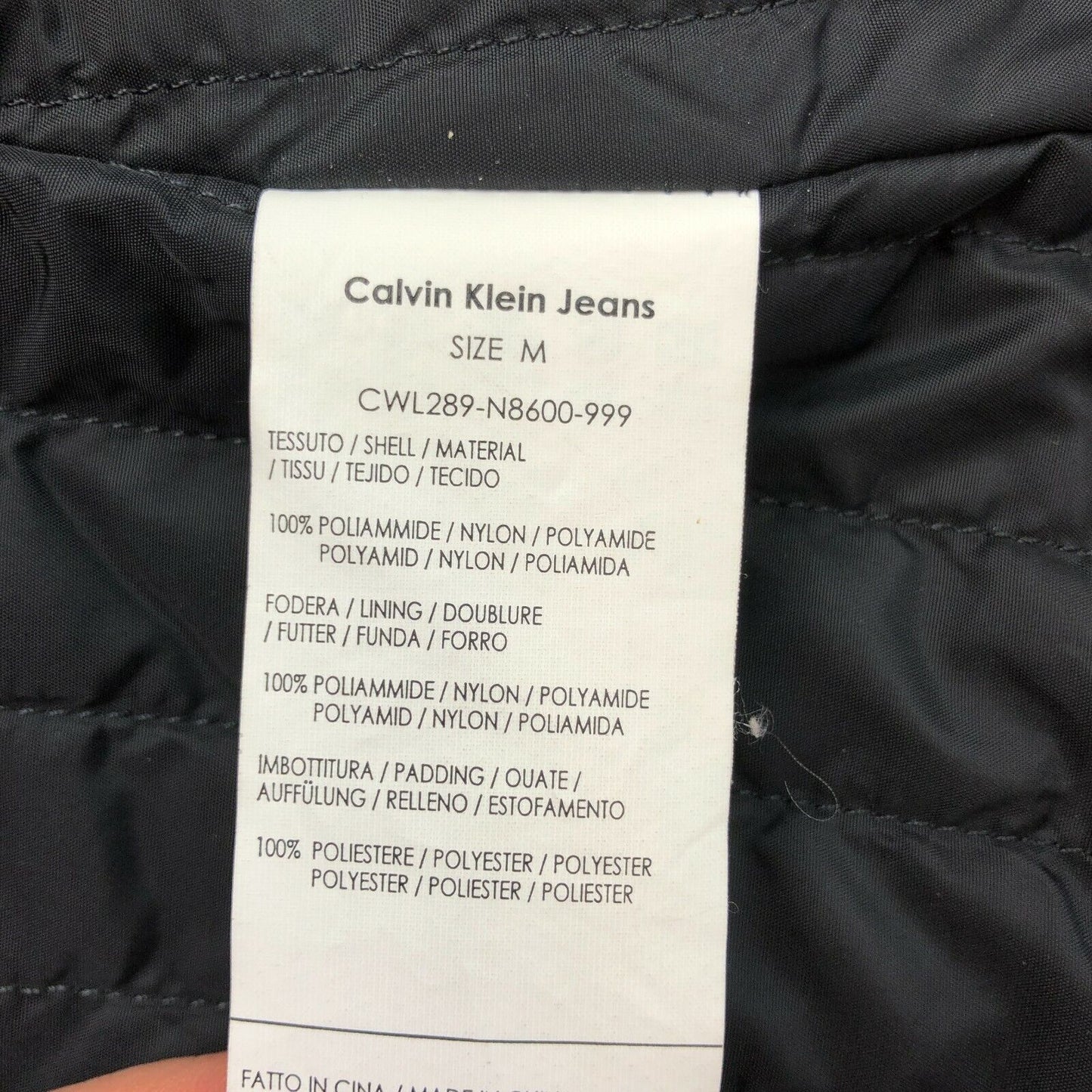 CALVIN KLEIN Jeans Black Padded Coat Jacket Size M