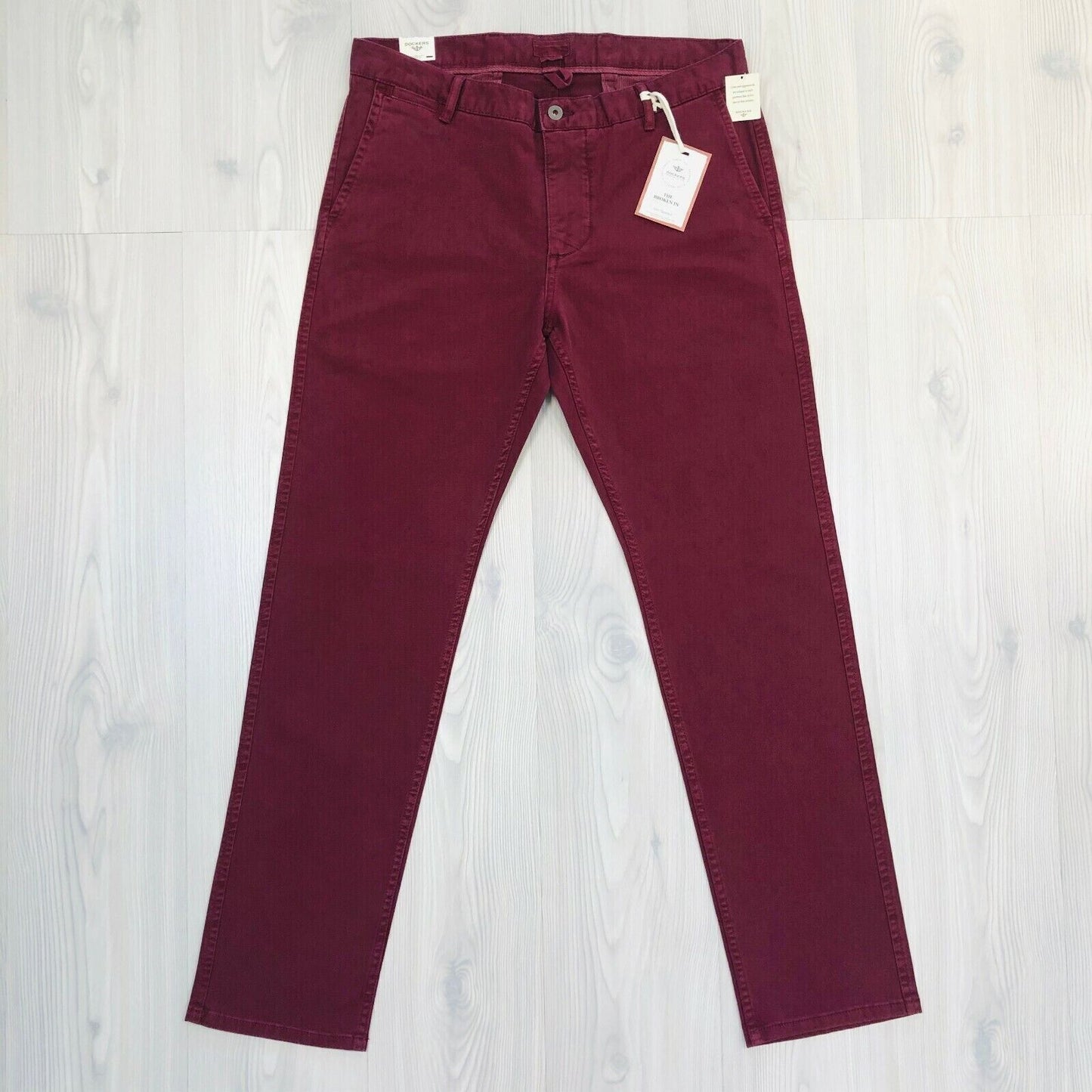 DOCKERS The Broken In Bordeaux Dark Red Slim Tapered Fit Pants Trousers W29 L32