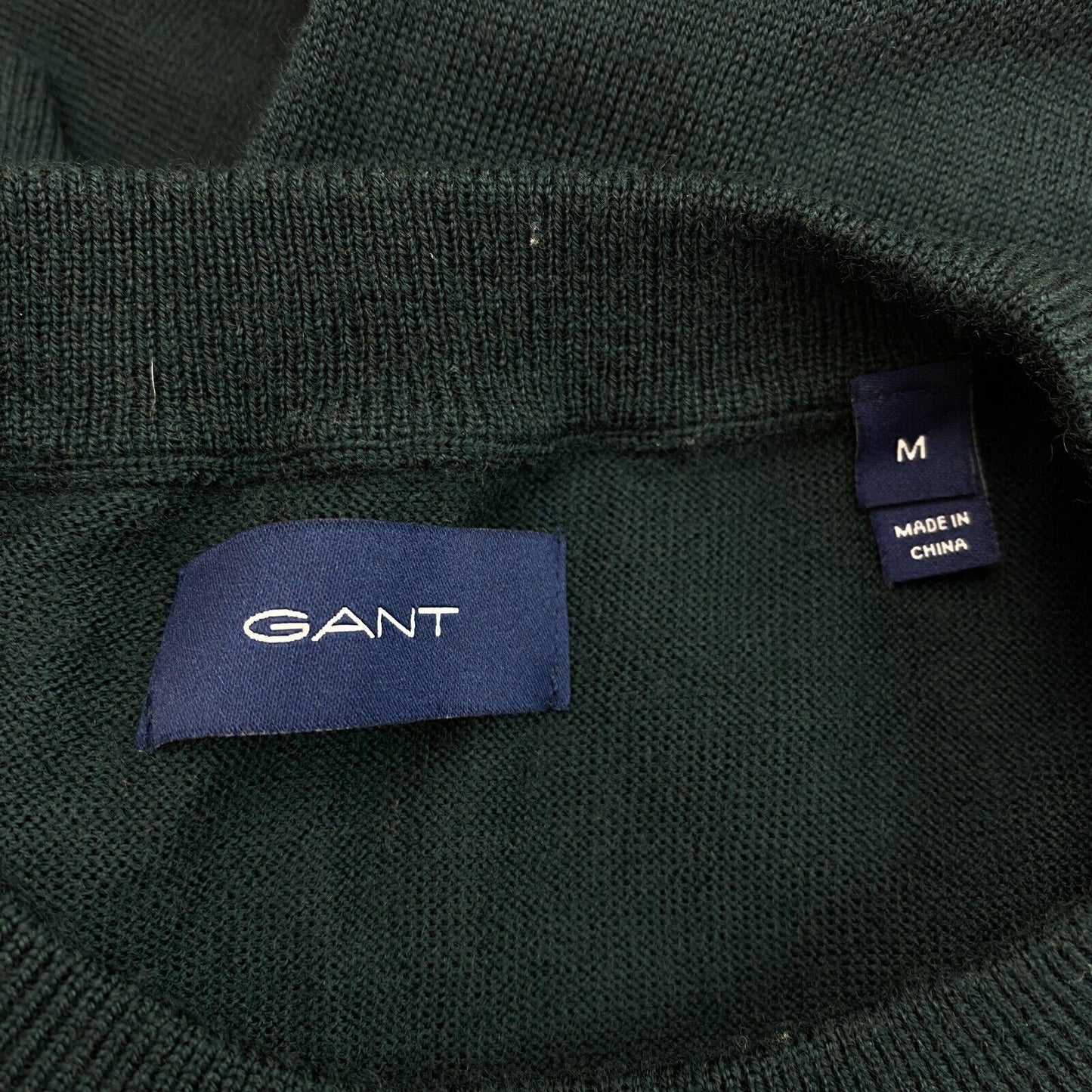 GANT Dark Green 100% Wool Crew Neck Sweater Pullover Size M