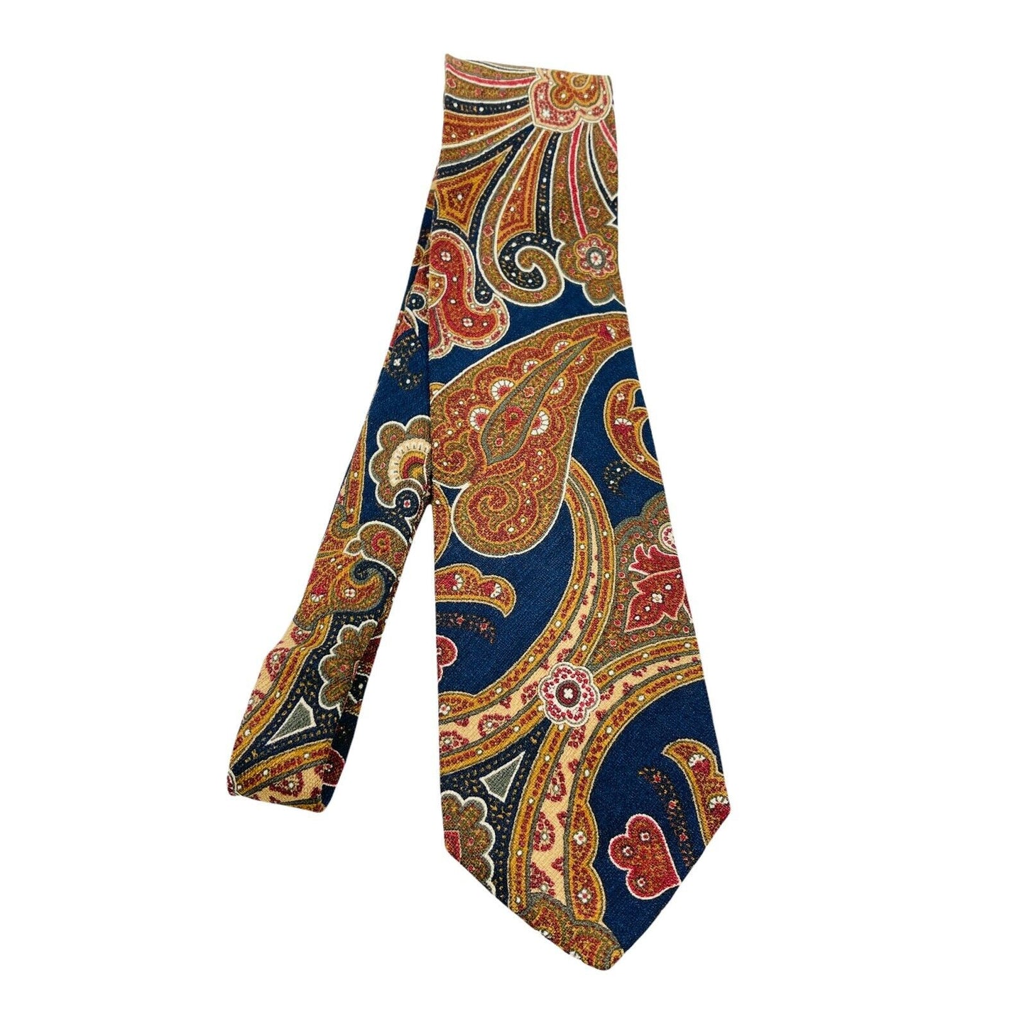 GANT Vintage Blue Yellow Ornament 100% Silk Hand Made Tie