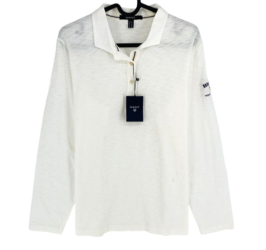 GANT Women White Sailors Rugger Long Sleeves Polo Shirt Size XL