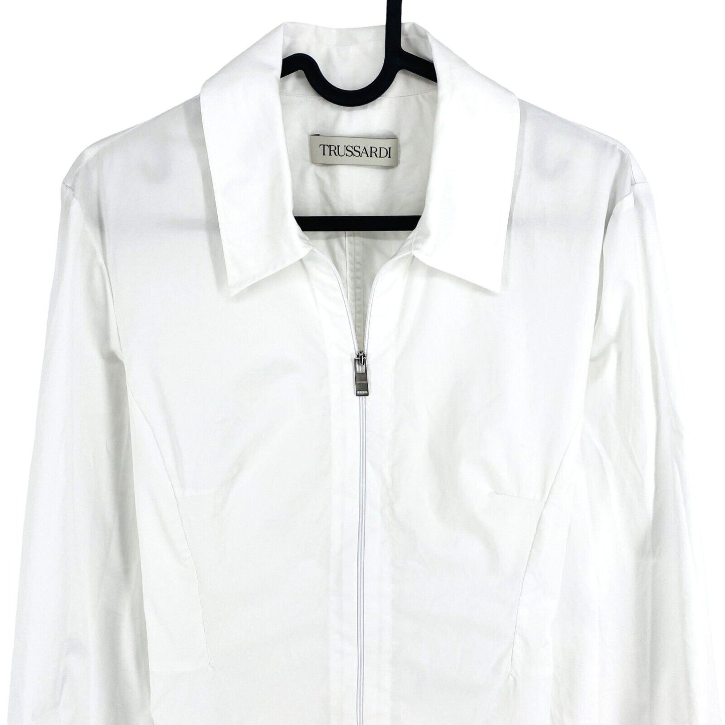 TRUSSARDI White Full Zip Shirt Size 44 EU 40 UK 12 US 10