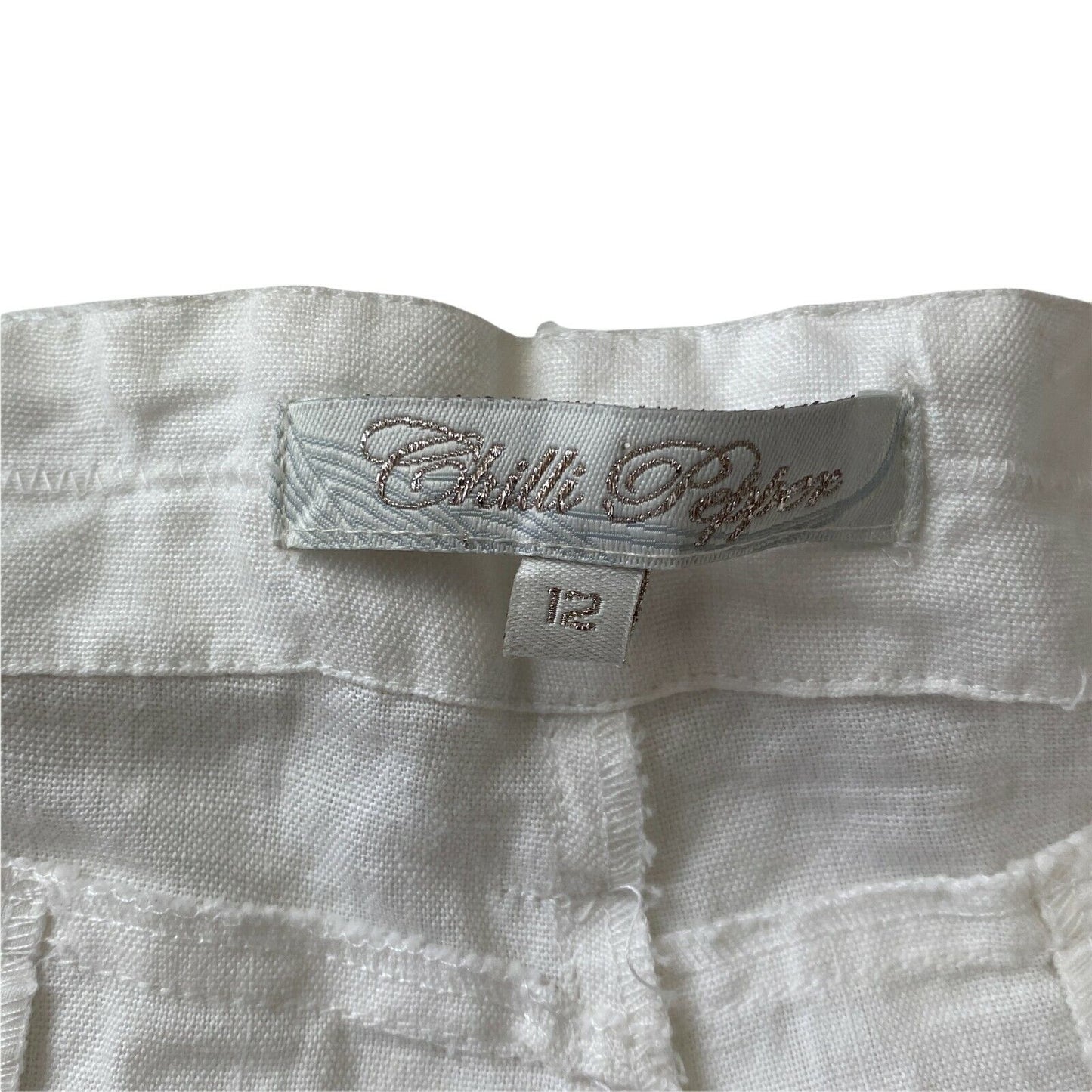 Chilli Pepper Women White Regular Fit Linen Blend Shorts Taille US 12 W34