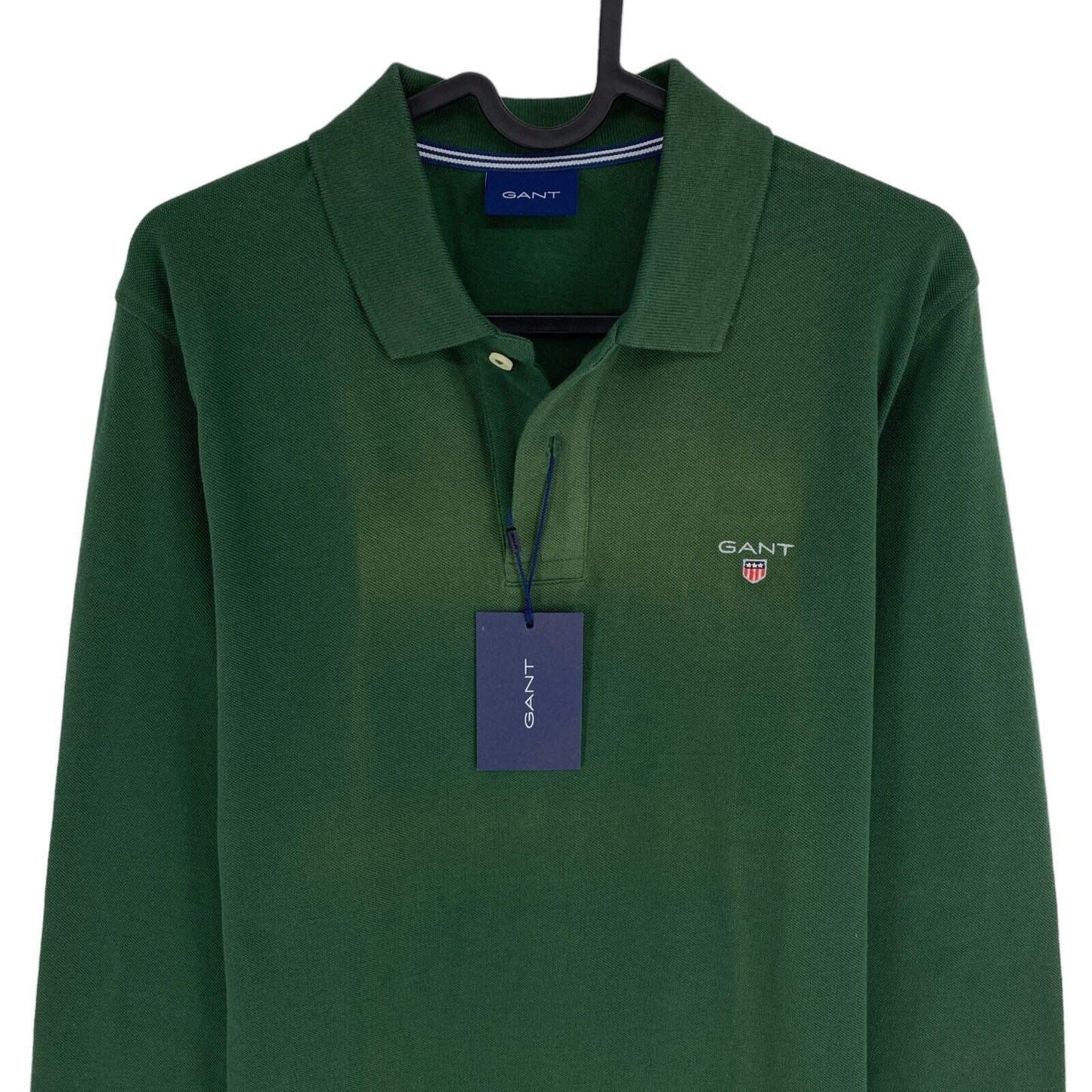 GANT Dark Green Pique Rugger Long Sleeves Polo Shirt Size S