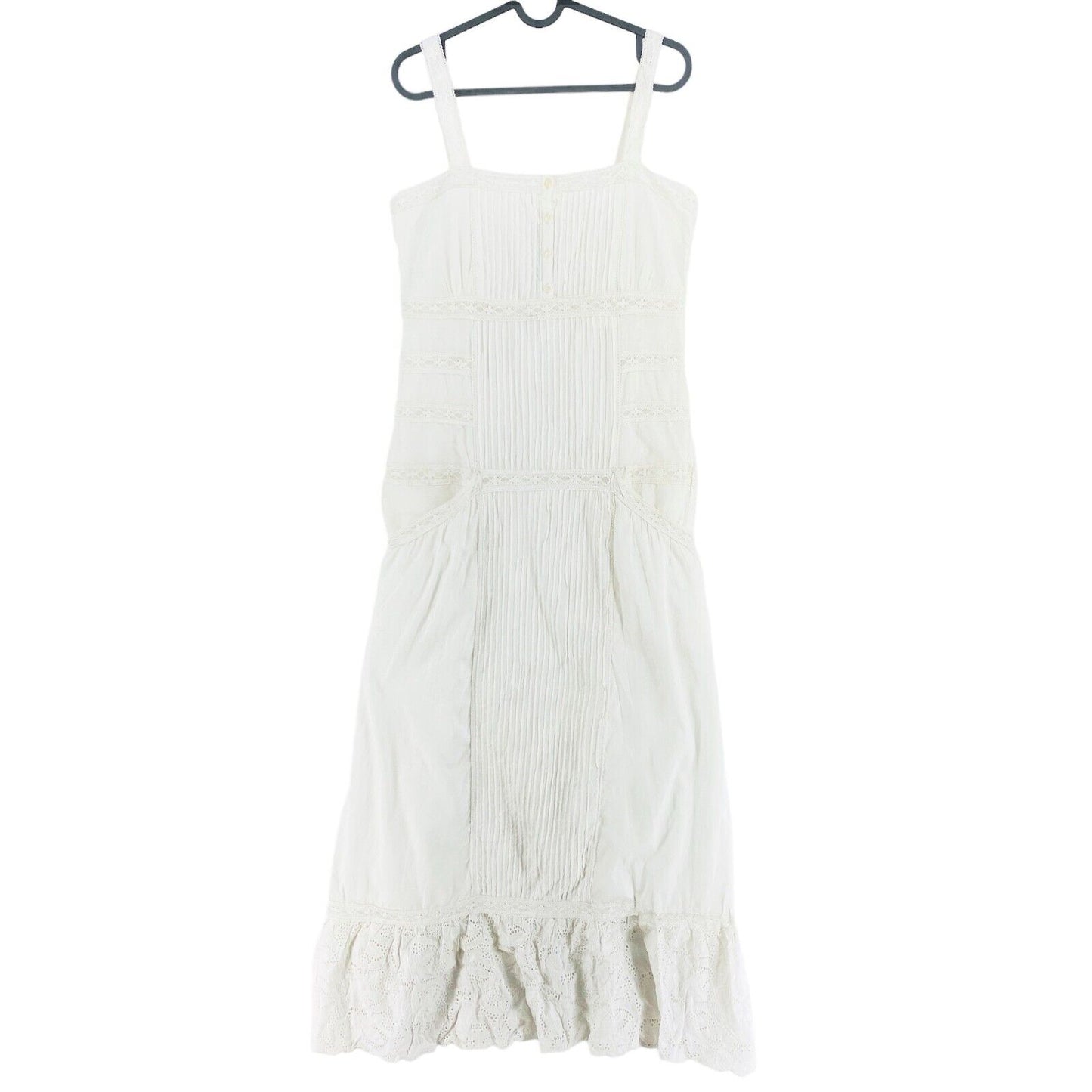 S`NOB Robe blanche à volants sans manches BERTILLE Taille M