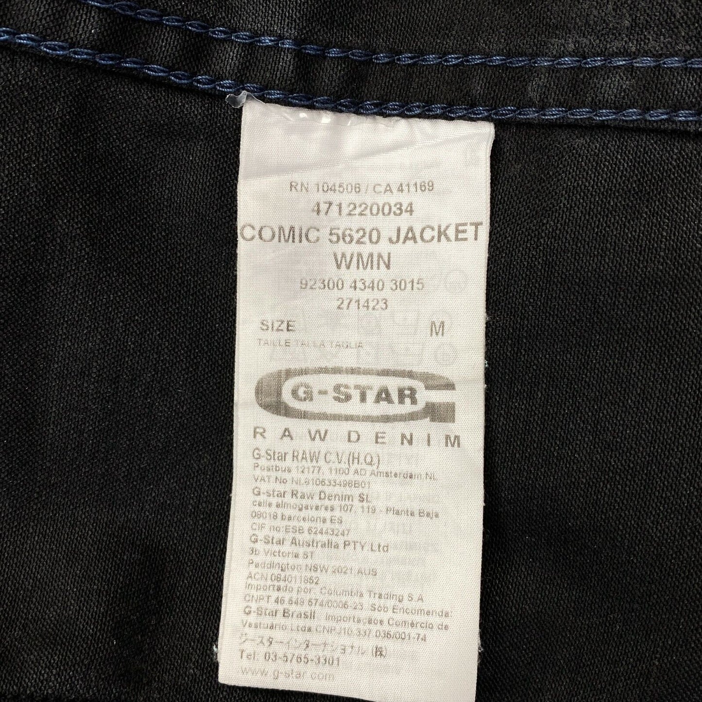 G-STAR RAW COMIC 5620 Marineblaue Jacke aus Baumwollmischung, Größe M