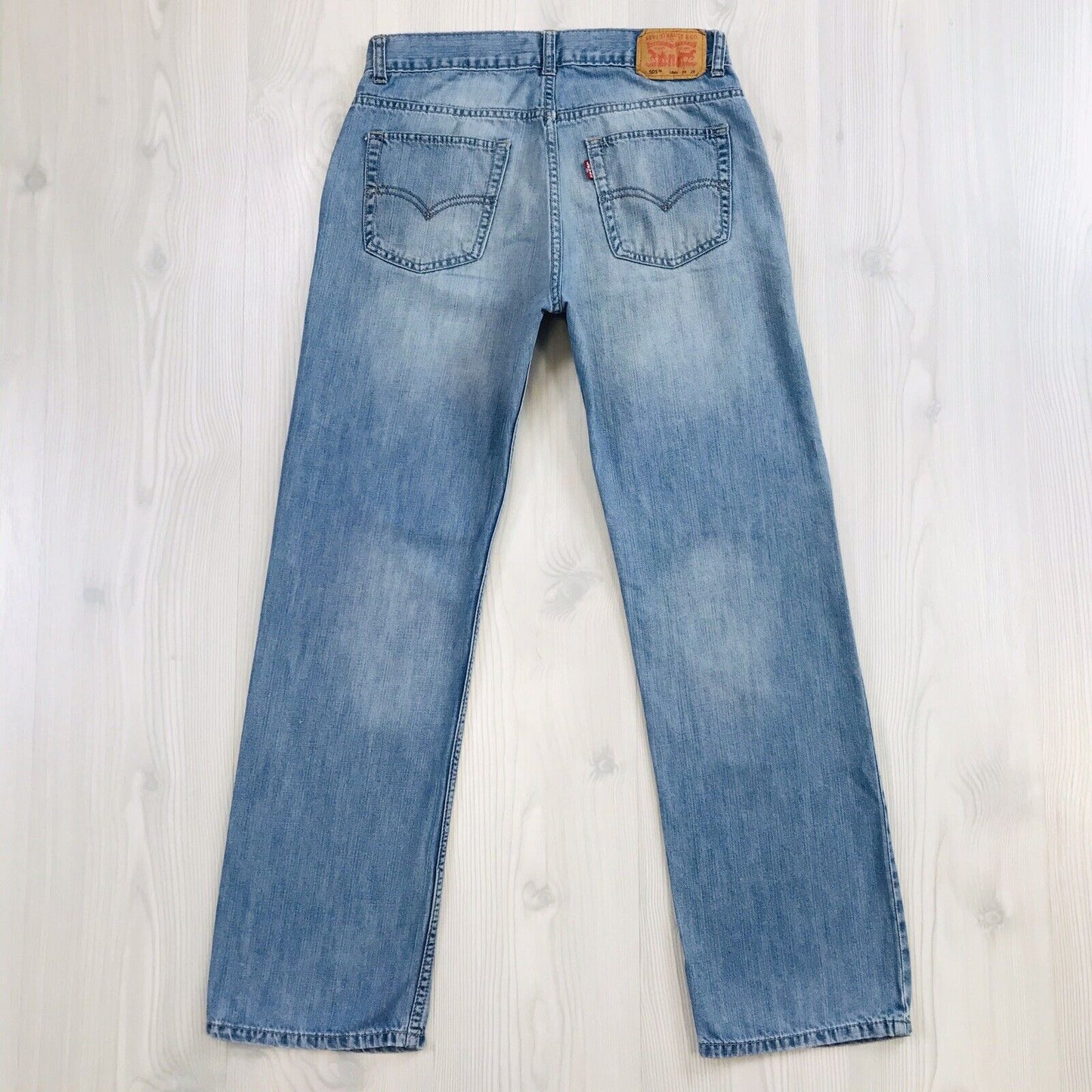 Vintage Levi's 505 Jungen Blau Regular Straight Fit Jeans 18 Reg / W29 L29