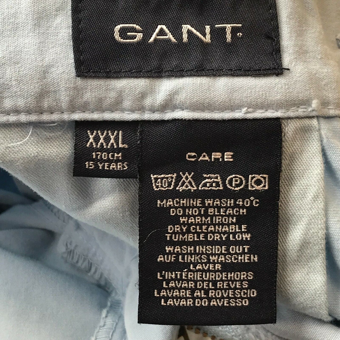 GANT Boys Blue Regular Straight Fit Chino Trousers Size XXXL 3XL 170 CM 15 Years