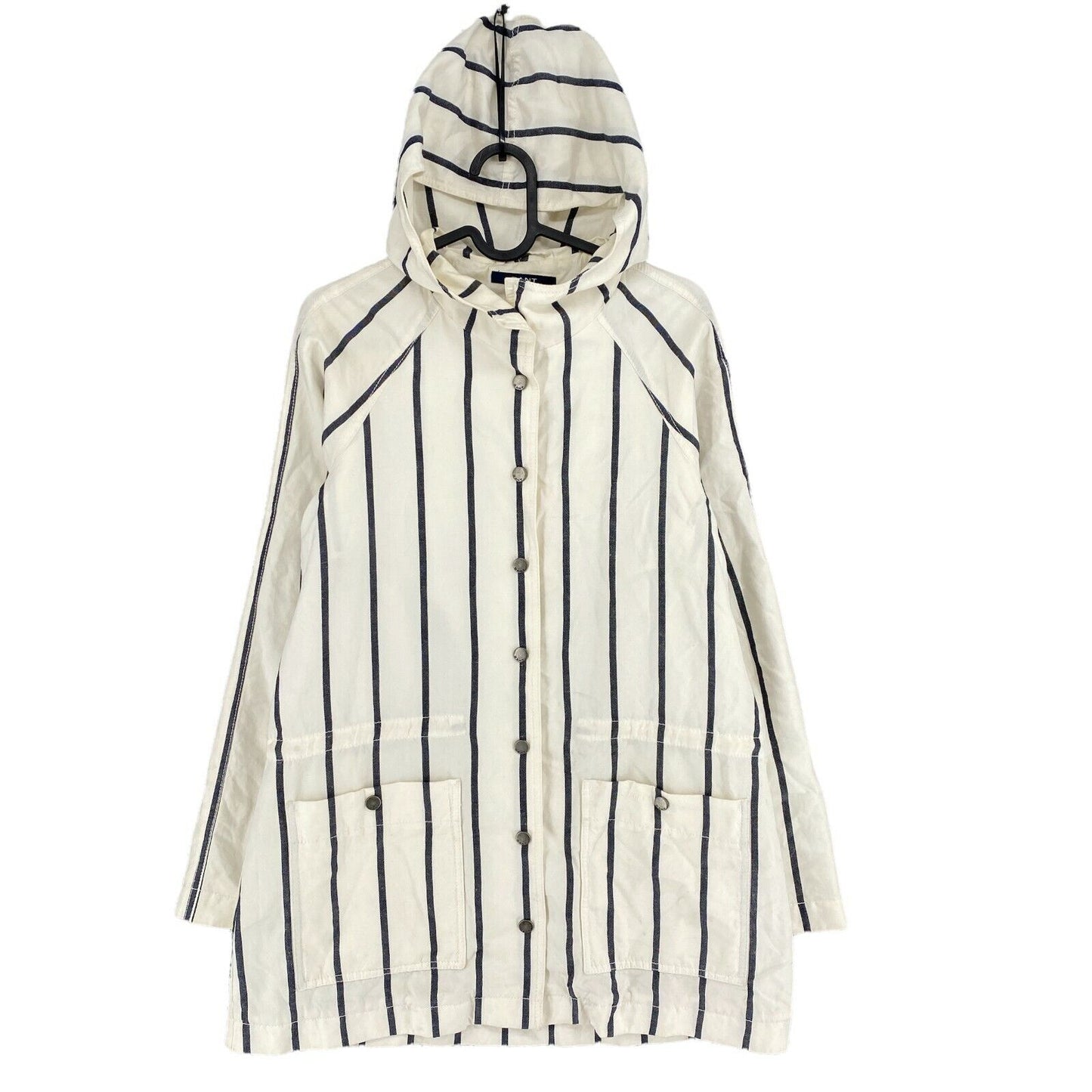 GANT RIVIERA Striped White Linen Blend Hooded Jacket Size M