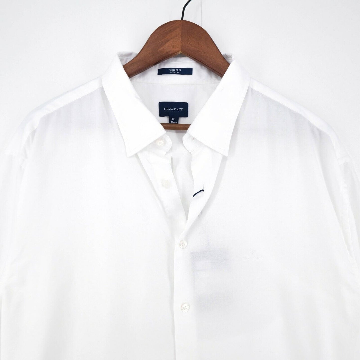 GANT White Tech Prep Oxford Plain Regular Shirt Size 2XL 45/46 18