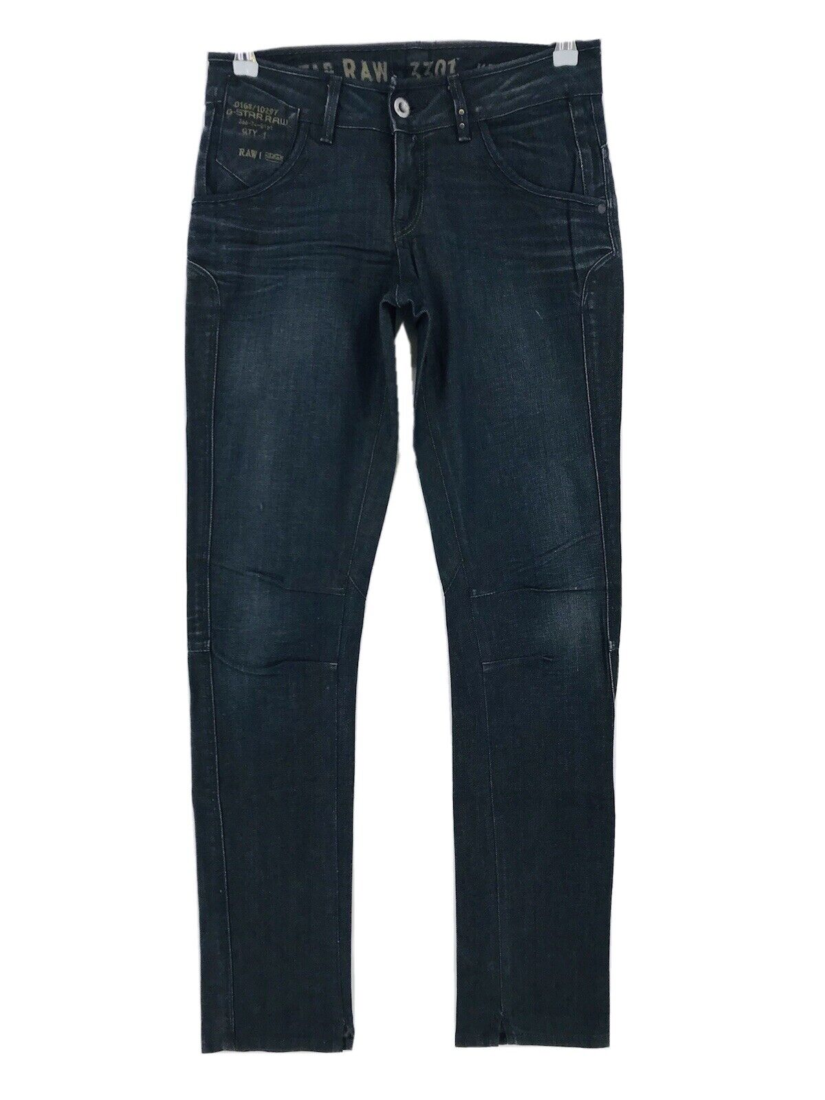 G-STAR RAW JAXON Femme Jean Skinny Bleu Foncé W27 L32 Fabriqué En Italie