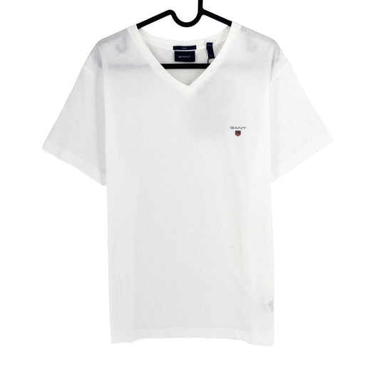 GANT Men White Original Slim Fit V Neck Short Sleeve T-Shirt Size M