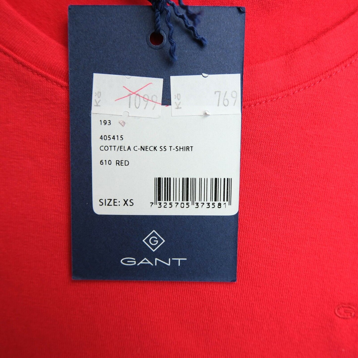 GANT Red Crew Neck T-Shirt Top Size XS