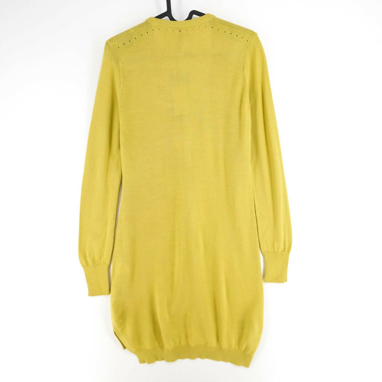 PIANURA STUDIO Yellow V Neck Long Wool Blend Cardigan Sweater Size 42