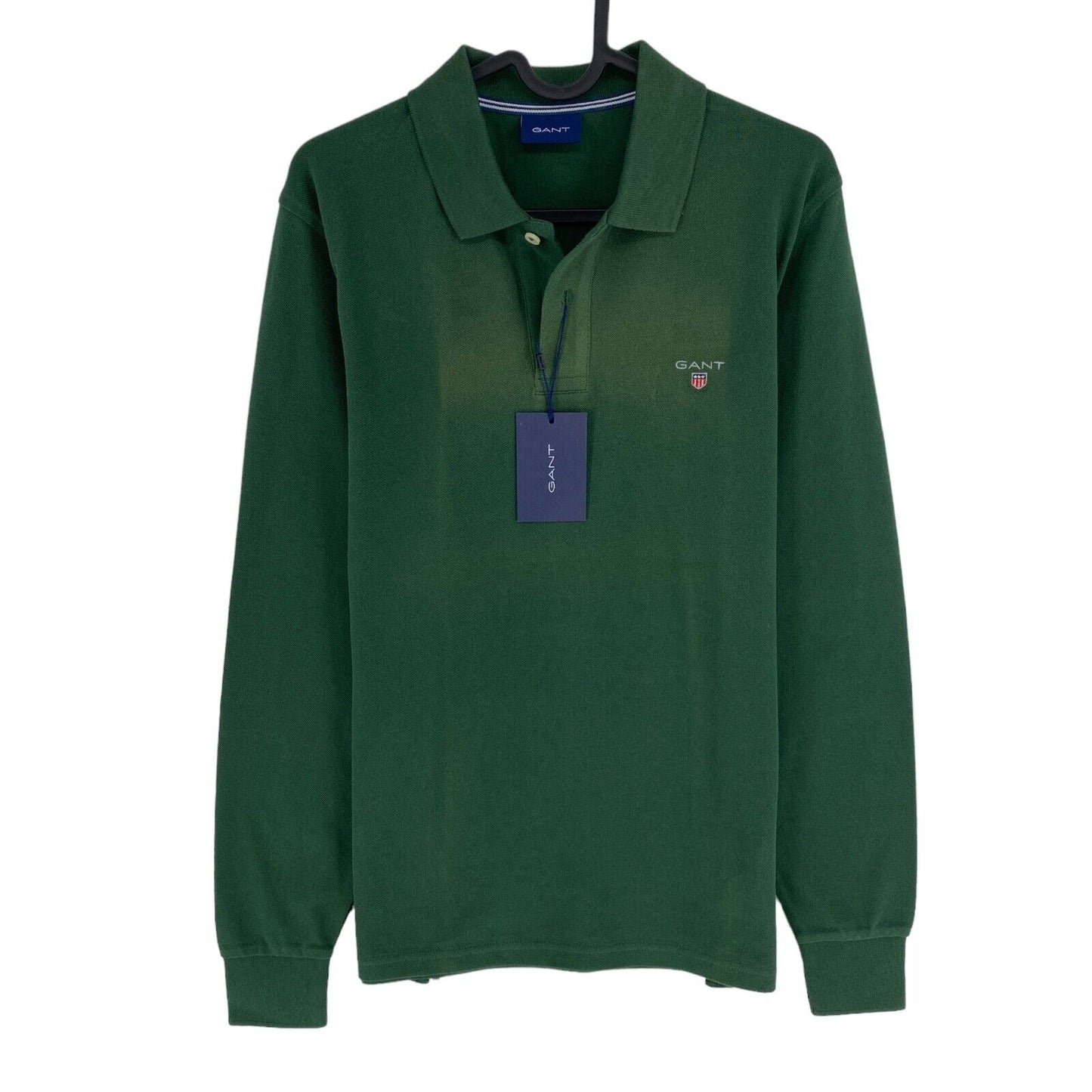 GANT Dark Green Pique Rugger Long Sleeves Polo Shirt Size S