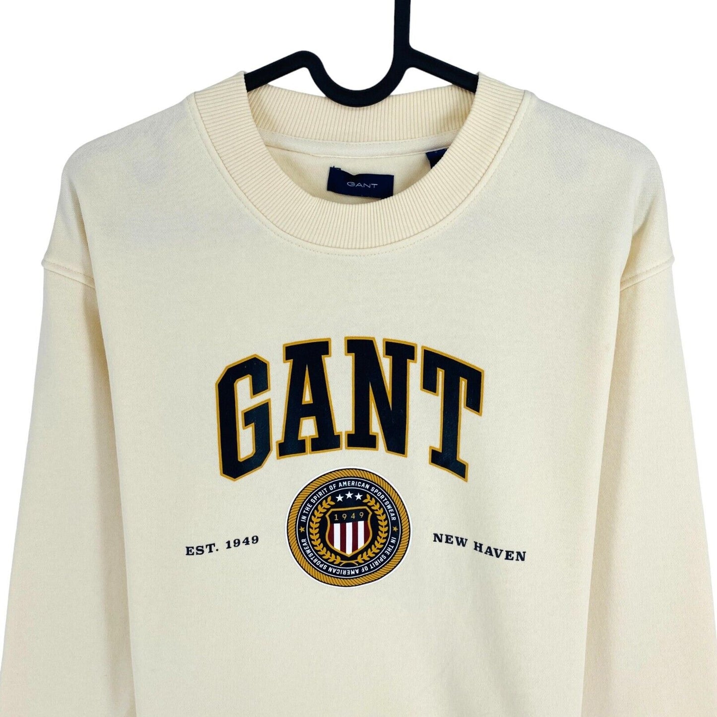 GANT Beige Crest Shield Crew Neck Sweater Pullover Size S