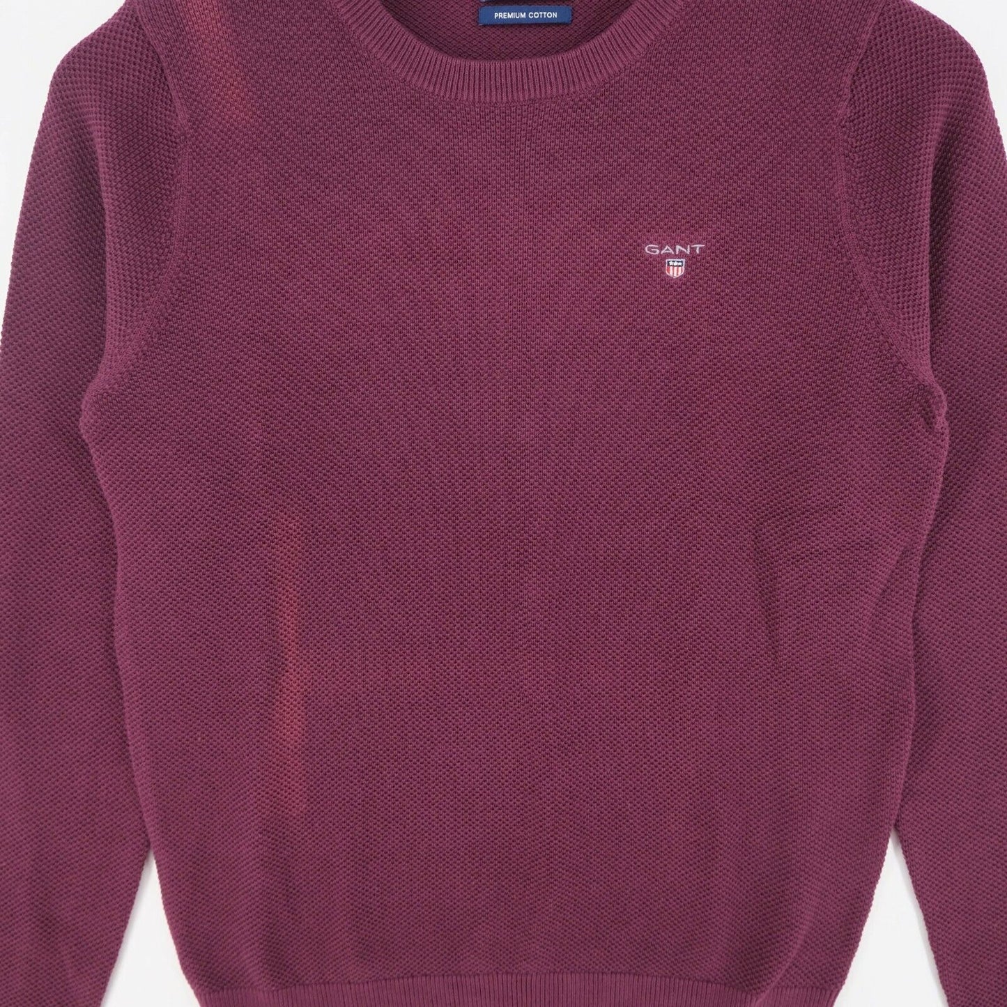 GANT Purple Cotton Pique Crew Neck Sweater Jumper Size S