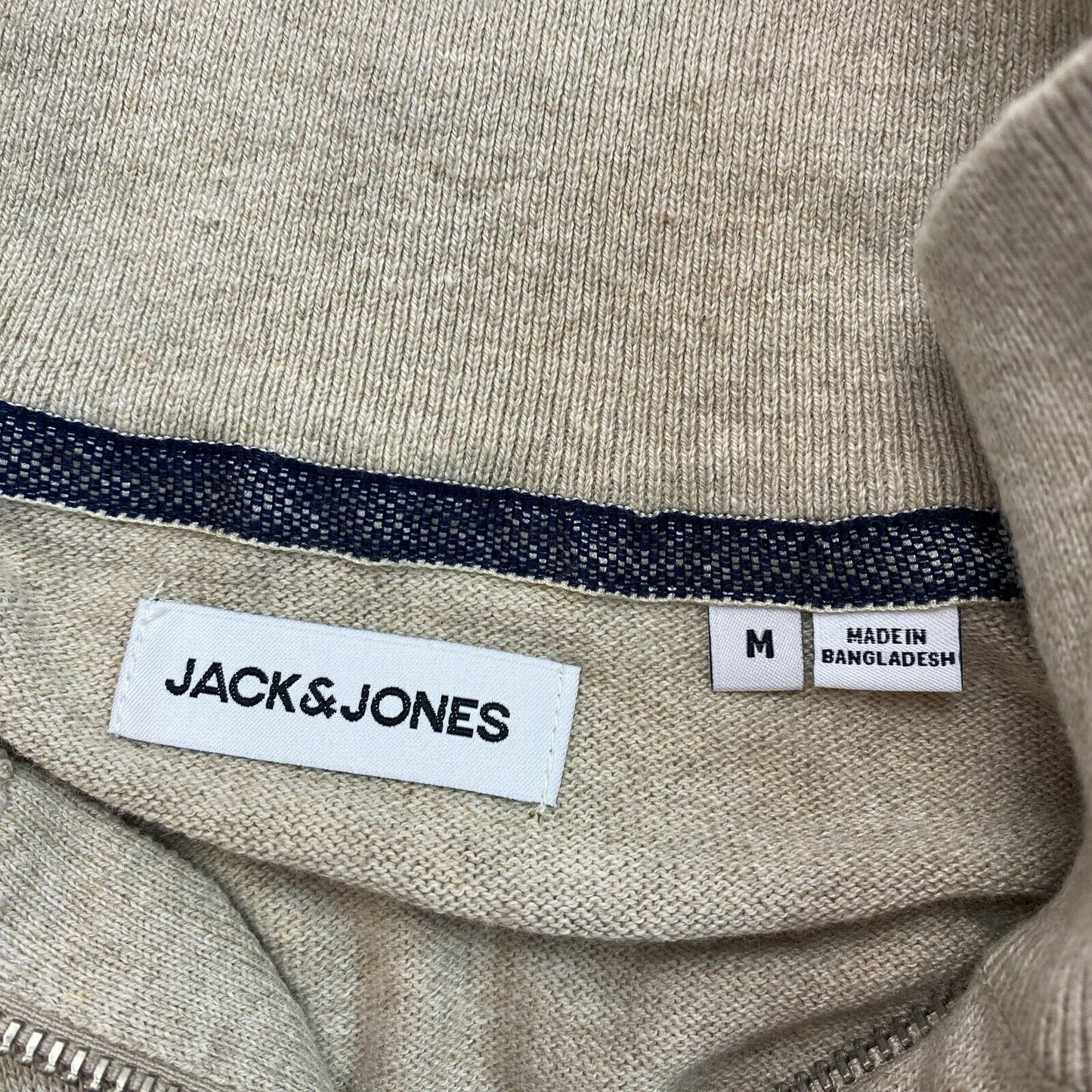 JACK&amp;JONES Pull demi-zip en tricot beige Taille M