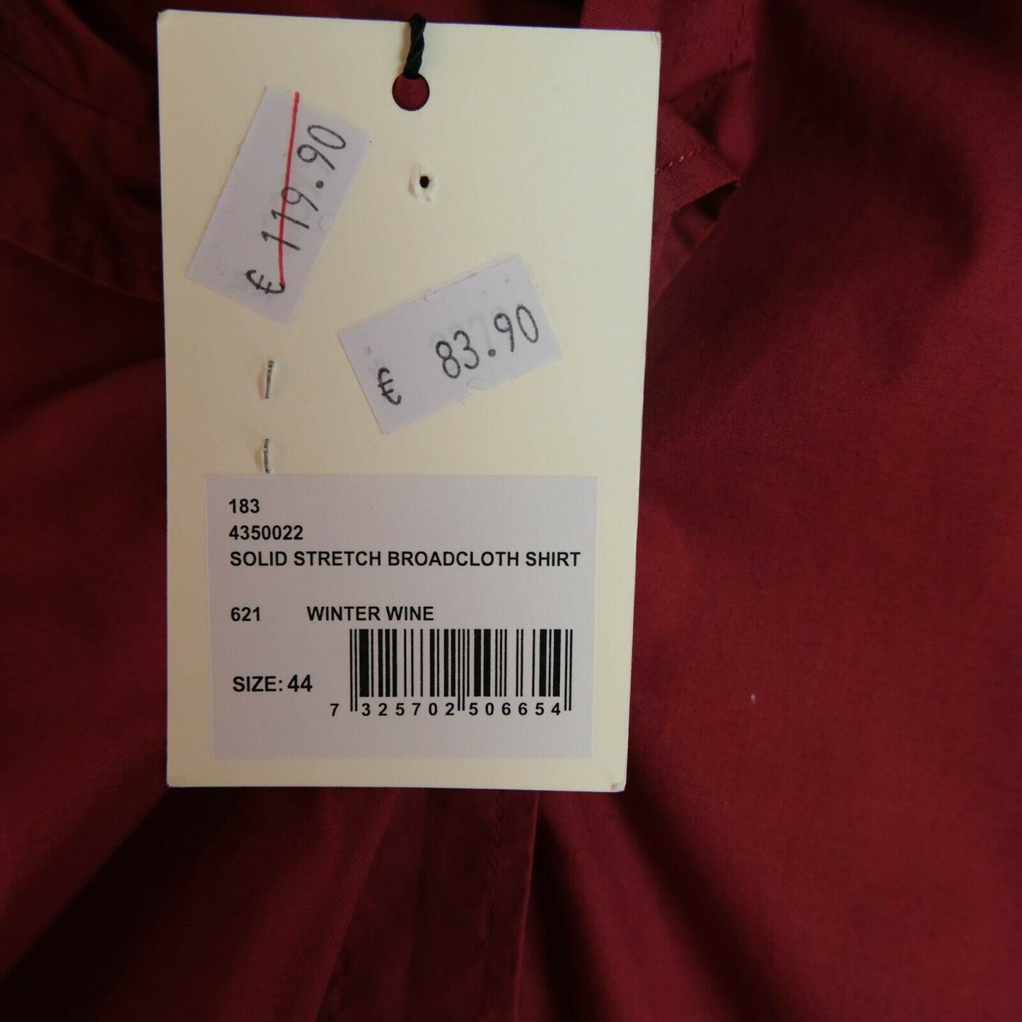 GANT Dark Red Solid Stretch Broadcloth Shirt Size EUR 44 UK 18 US 14