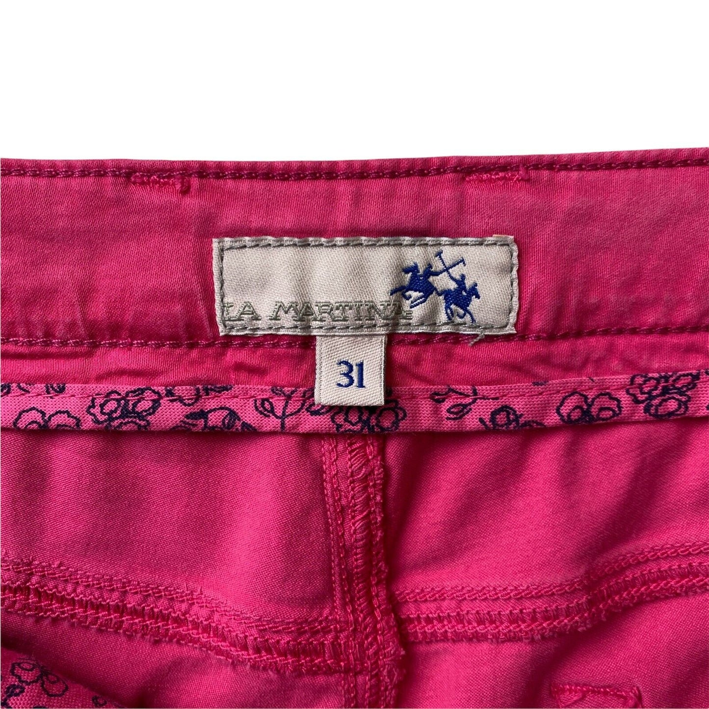 LA MARTINA Women Dark Pink Stretch Lyocell Bermuda Chino Shorts Size W31