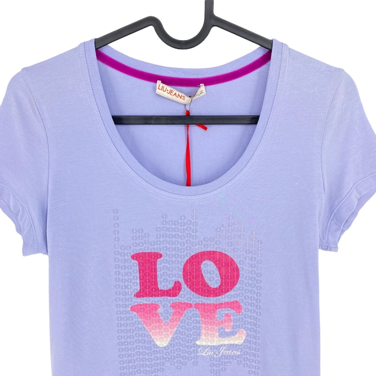 LIU JEANS Light Purple Sequin Love Scoop Neck T Shirt Size M XL