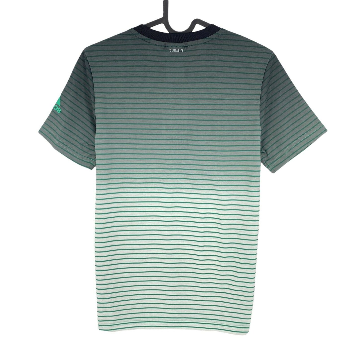 Adidas Youth Boys Green Striped Crew Neck T Shirt Size 11 - 12 Years