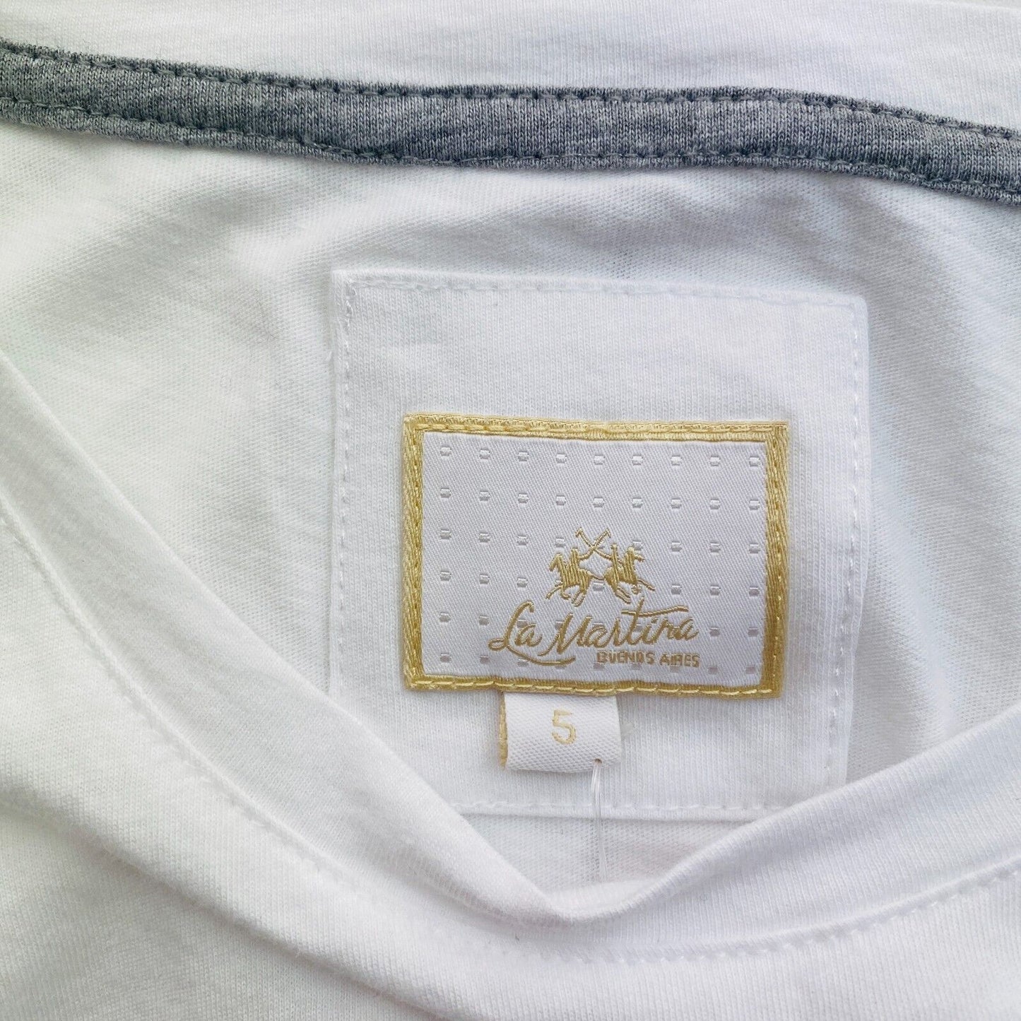 LA MARTINA Women White Crew Neck Short Sleeves T Shirt Size 5 / XL