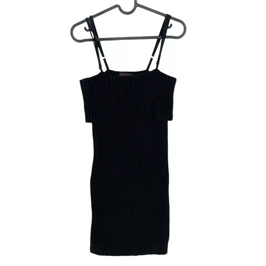 JLO By Jennifer Lopez Black Stretch Square Neck Tank Dress Size XS