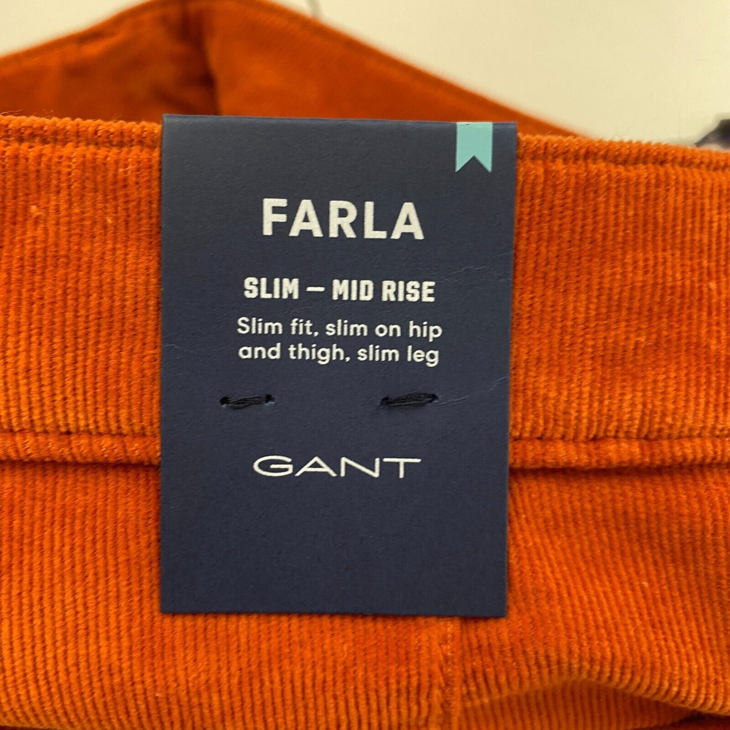 GANT Femmes Orange Foncé FARLA Corduroy Slim Fit Cropped Jeans Taille W27