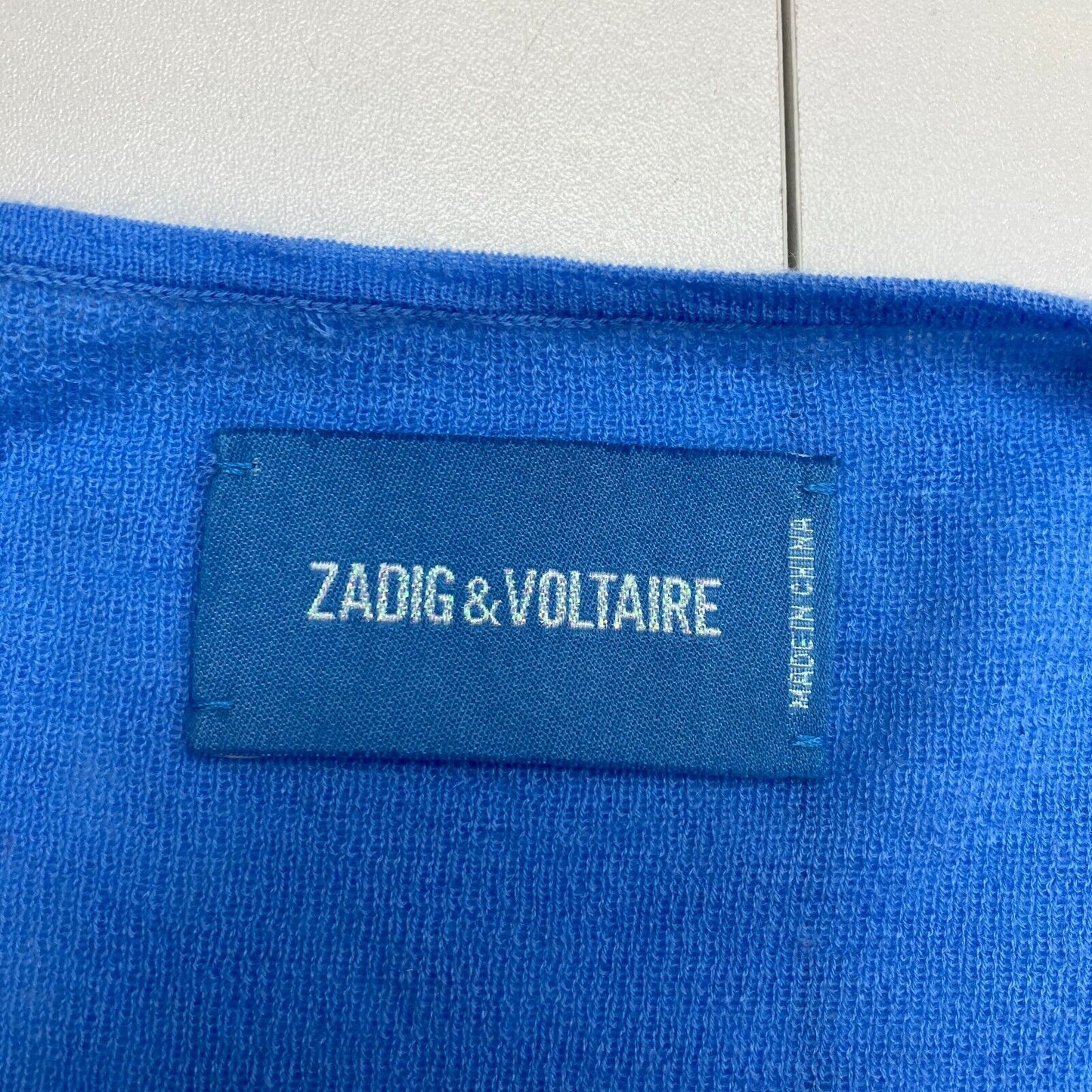 Zadig & Voltaire Women Blue Wool Cashmere Blend Scoop Neck Jumper Sweater Size M