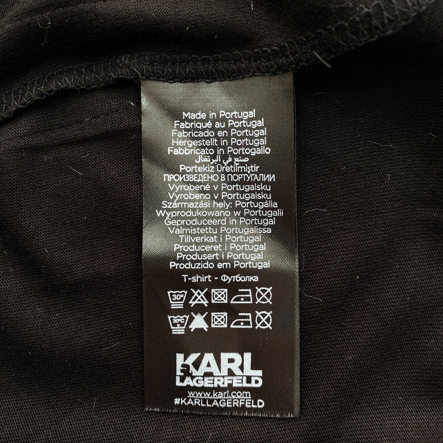 Karl Lagerfeld Schwarzes Langarm-T-Shirt mit Rundhalsausschnitt, Größe XS