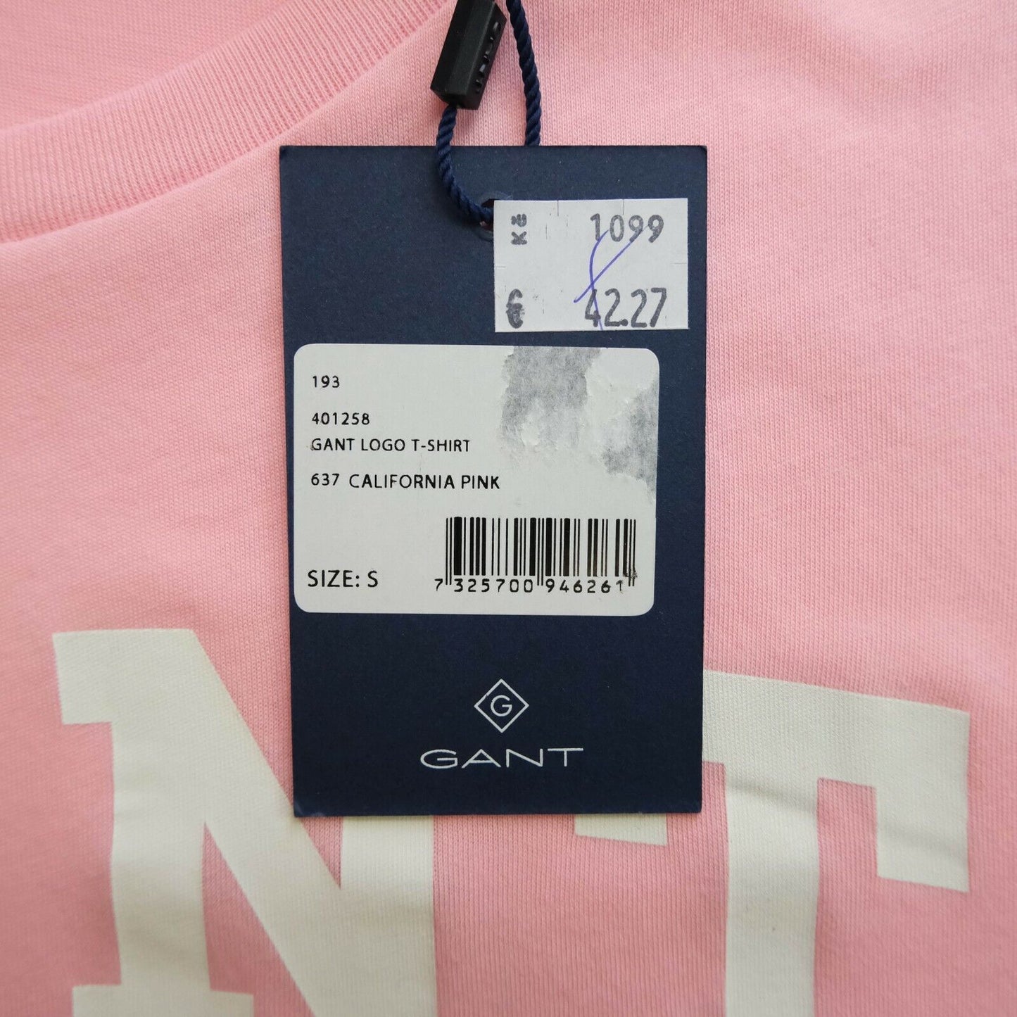 GANT Pink Big Logo Crew Neck T Shirt Size S