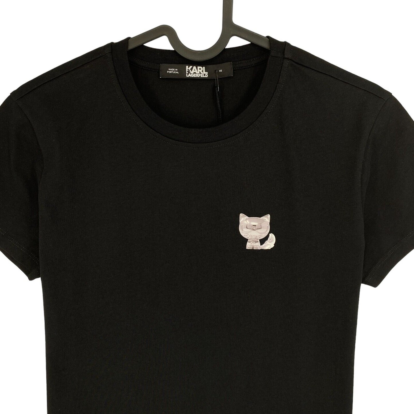 Karl Lagerfeld Black Mini 3D Ikonik Choupette Crew Neck T Shirt Size XS