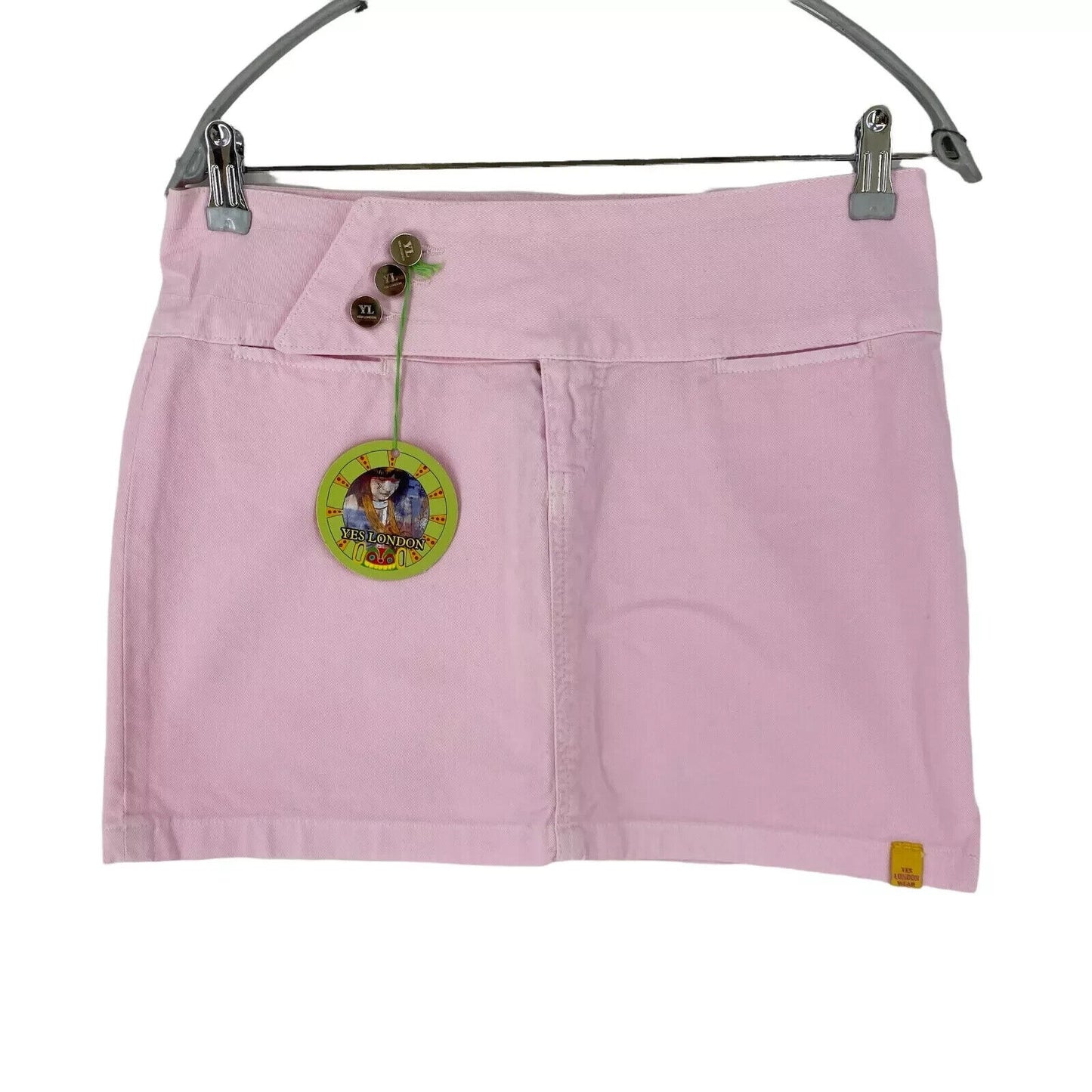 YES LONDON Pink Regular Fit Retro Denim Mini Skirt Size IT 42 W27