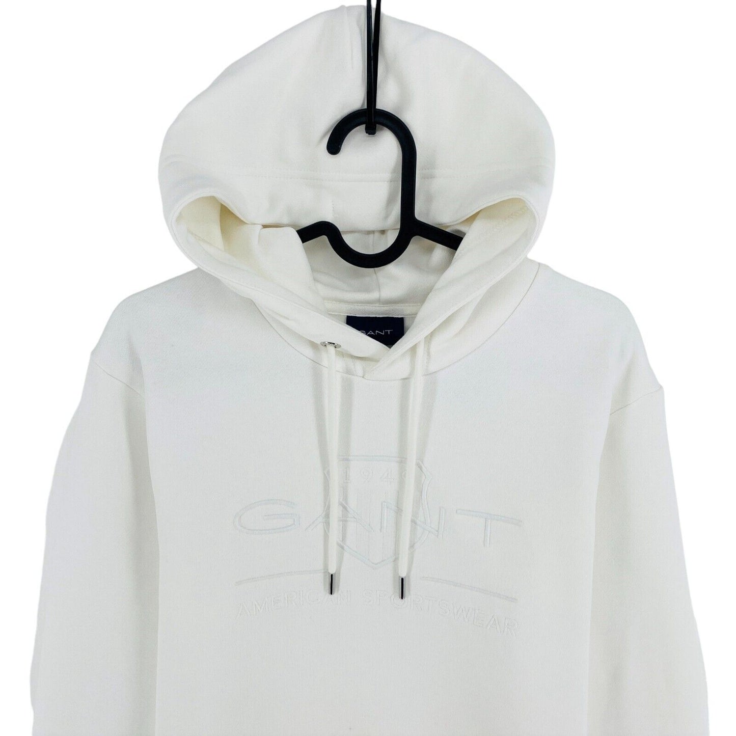 GANT White Tonal Archive Shield Hoodie Sweater Pullover Size XS