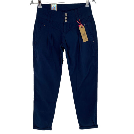 TALLY WEiJL Pantalon 100% Coton Bleu Marine Taille 34 W26 L32 38 W29 L32