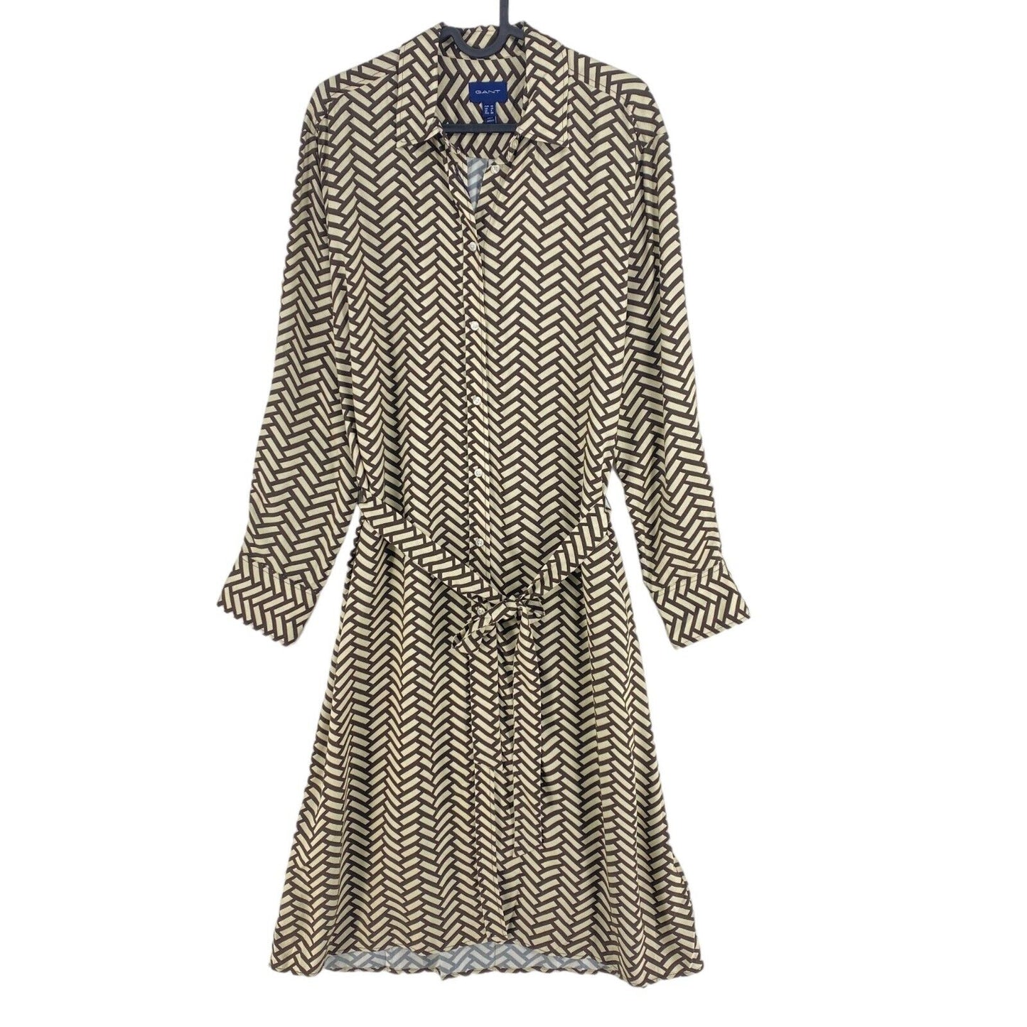 GANT Brown Geometric A Line Shirt Dress Size EU 38 UK 10 US 8