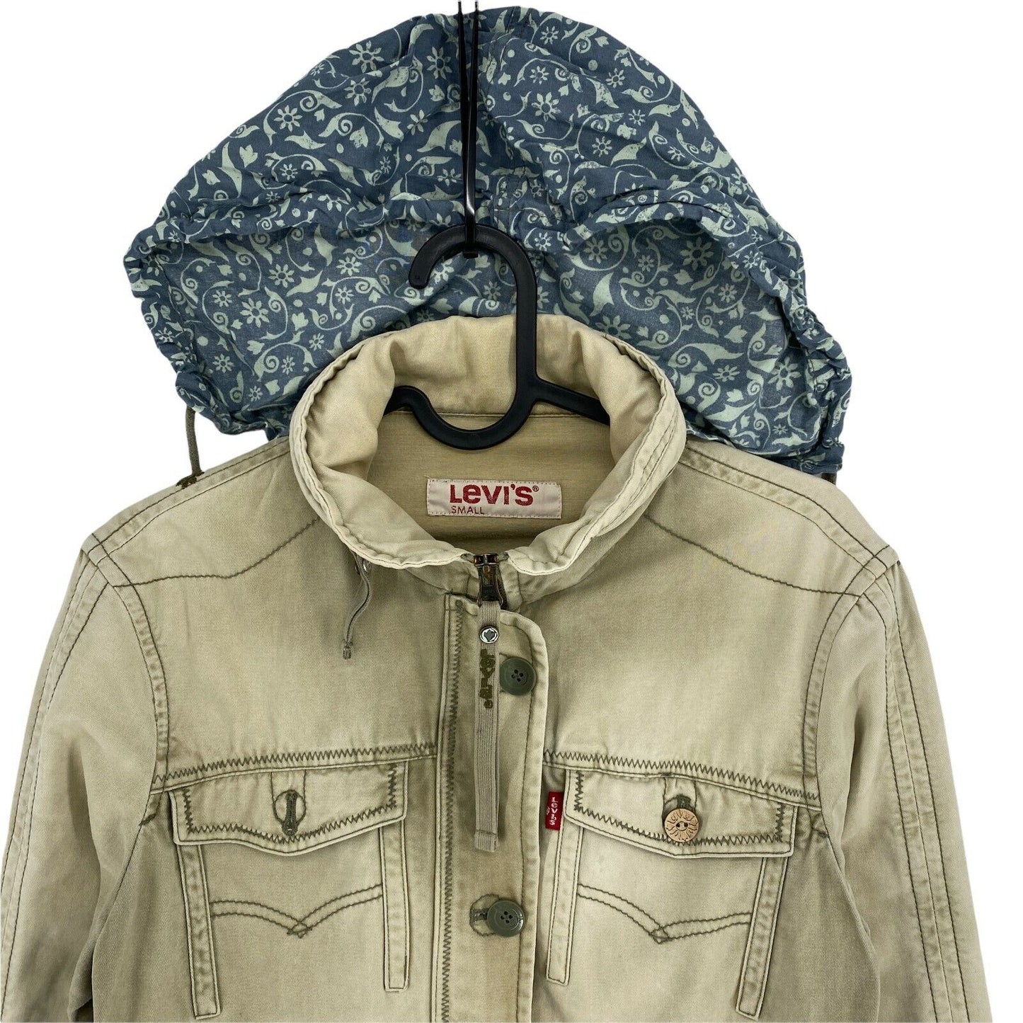 LEVI'S Beige 100% Cotton Hooded Jacket Size S