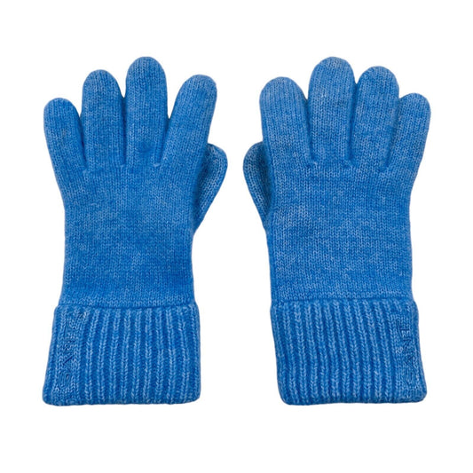 GANT Women Blue Alpaca Wool Blend Warm Knit Gloves One Size