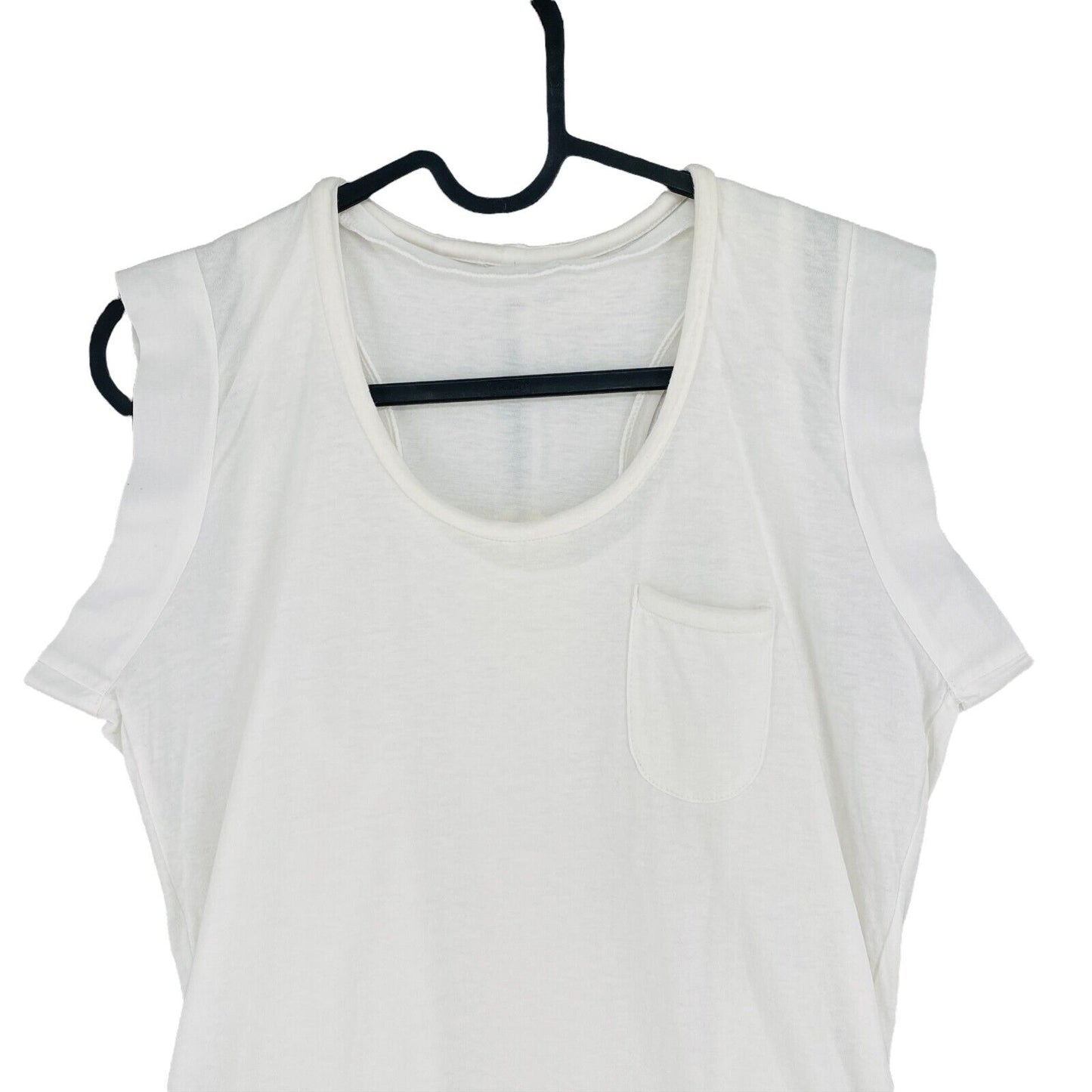 Eryn Brinie Blanc 100% Coton T-Shirt Col Rond Sans Manches Top Taille S