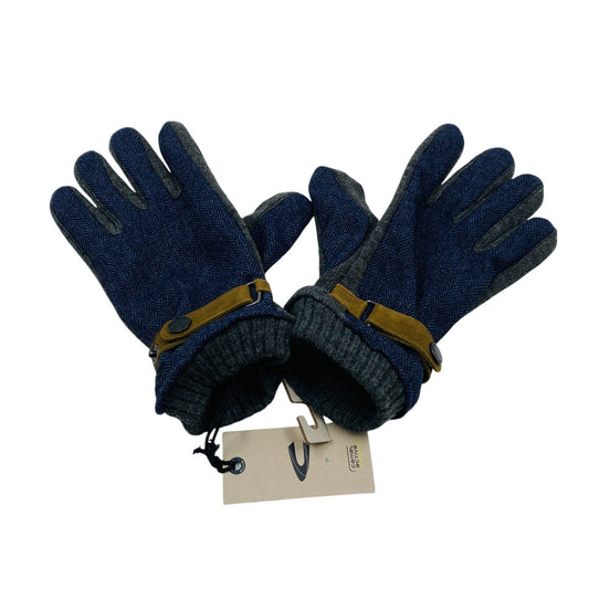 Camel Active Mens Dark Blue Grey Wool Blend Knit Gloves Size XL