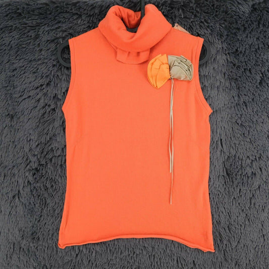 LANEROSSI Orange 100% Merino Wool Roll Neck Top Size 3 - L